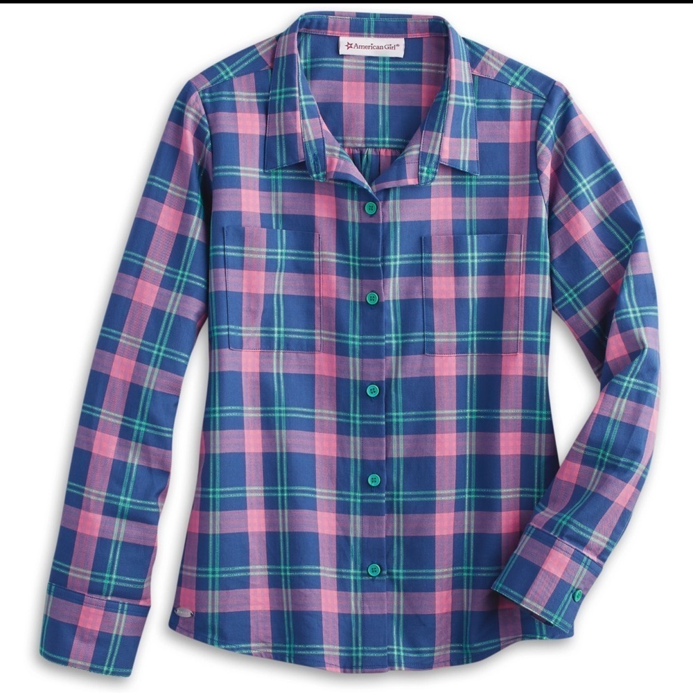 American girl pretty plaid shirt size 8 NWT